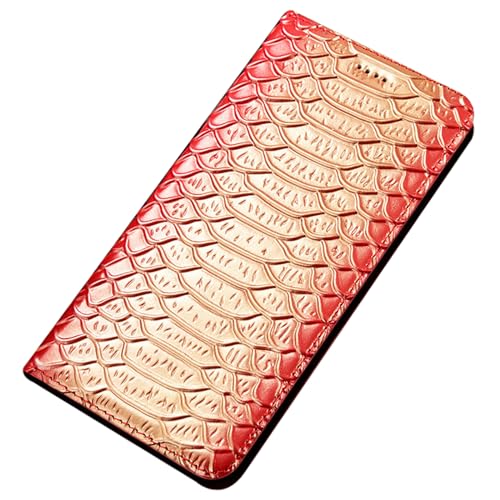 YHZXT Schutzhülle aus echtem Leder für iPhone 16 Pro Max, luxuriöse Klapphülle mit Standfunktion, Kartenschlitz, TPU-Innenschale, stoßfest, Orange, 16 Pro Max von YHZXT
