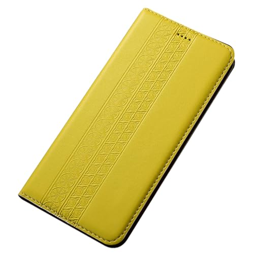 YHZXT Schutzhülle für iPhone 16 Pro Max, luxuriöses Echtleder, Klapphülle mit Kartenhalter, Ständer, magnetische Folio-Handyhülle, für 16 Pro Max, Gelb YHZXT Schutzhülle für iPhone 16 Pro Max, luxuriöses Echtleder, Klapphülle mit Kartenhalter, Ständer, magnetische Folio-Handyhülle, für 16 Pro Max, Gelb von YHZXT