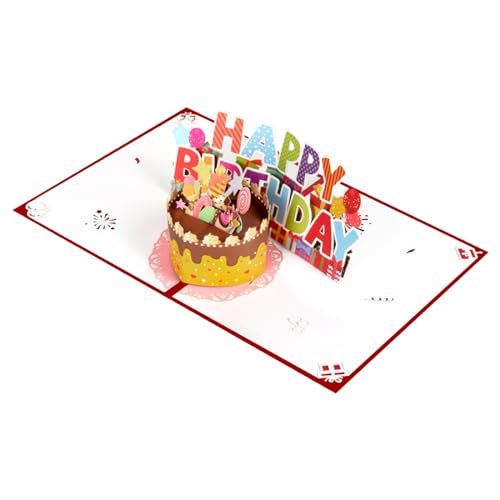 Geburtstagskarte für Kinder, Jungen, Mädchen, 3D-Popup-Grußkarte, Kuchen, Süßigkeiten, Urlaub, Segen, personalisierte Postkarte, realistischer 3D-Effekt von YIAGXIVG