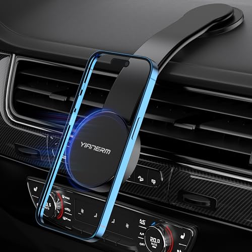 YIANERM Magnetische Handyhalterung Auto für Mag-Safe, KFZ Handy Halterung Auto Universal Armaturenbrett Handyhalter Auto,kompatibel mit iPhone 15/14/13/12 Serie & Mag-Safe-Hüllen (schwarz) von YIANERM