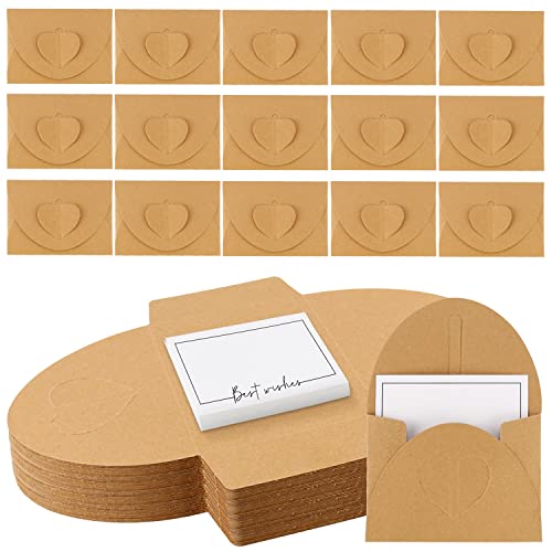 Briefumschläge Kraftpapier Umschläge 50Stk Klein Umschläge mit Blanko Kartenset für CD DVD Hochzeit Grußkarten Geburtstagskarten Weihnachten Valentinstag(10.5×7.5cm) von YICH