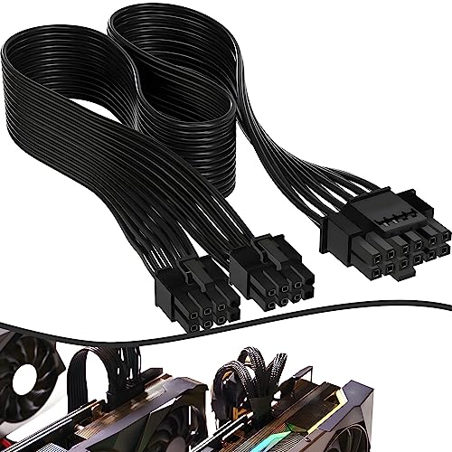 Grafikkarten Adapter Kabel 12VHPWR(12+4Pin) VGA PCIe5.0 12VHPWR Adapter Kabel 30cm 12VHPWR Stromkabel Kompatibel für die 4000er RTX Reihe von Nvdia (600W, Schwarz) von YICH