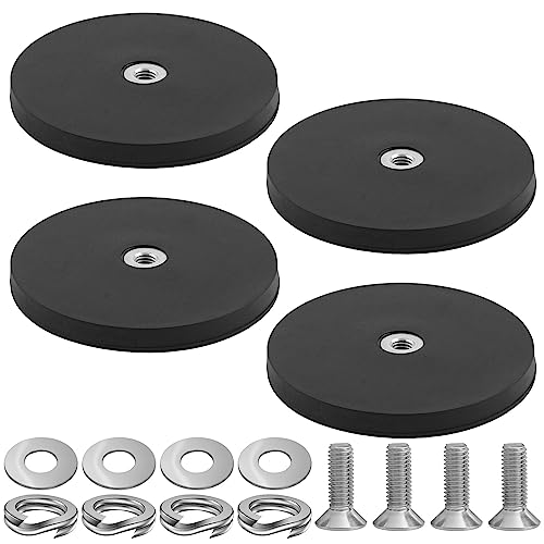 YIDM Neodym Magnete mit Loch Groß: 4 Stück Extra Stark Magnet mit Gewinde D43 X 6mm M4 Schraubbar Flach Senkkopf für Schrauben Öse Oder Haken Schwarz von YIDM