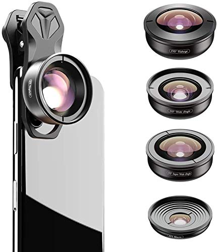 YIDOBLO 5-in-1 Handy-Kamera-Objektiv-Set: 2 x Teleobjektiv + 195 Fischaugen + 110 Weitwinkel + 10 x Marco + 170 Super-Weitwinkel für iPhone, Samsung usw von YIDOBLO