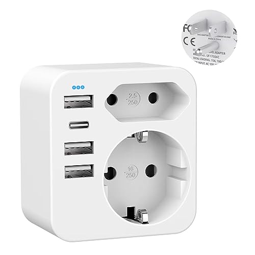 YIDODA Reiseadapter USA Adapter Amerika Deutschland Stecker mit 4 USB 3.4A, Adapter USA Steckdose,Steckdosenadapter Reisestecker Stromadapter für Kanada Thailand Mexiko Wand Ladegerät Ladestation, von YIDODA