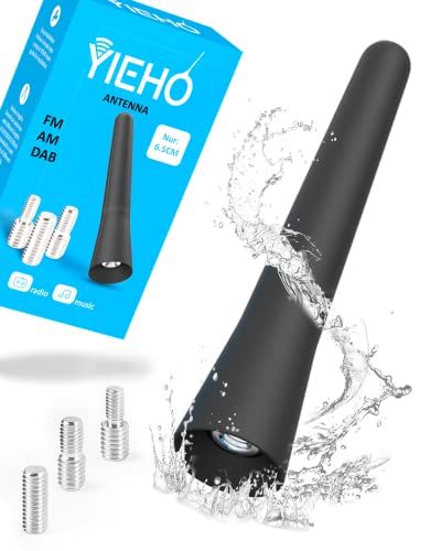YIEHO Autoantenne Kurz - Universal Kfz Antenne für alle Modelle - Autoradio Antenne Dachantenne Auto mit hochwertigem DAB FM Empfang - Mini Auto Antenne Dach - Autoantenne Kleine 6.5cm von YIEHO