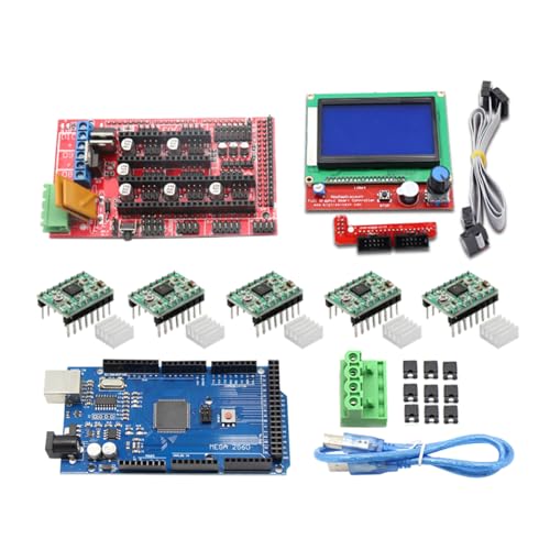 3D Drucker Steuerplatine Mega2560R3 Ramps 1.4 Controller 12864 LCD Panel Und 5 Stück A4988 Schritttreiber Kühlkörper Set 3D Drucker Kit Mega2560R3 + Ramps 1.4 Controller + 12864 LCD + A4988 Treiber von YIGZYCN