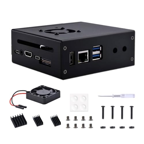 Robuste Abdeckung Für OrangePi 5 5B Schutzhülle Mit Lüfter Und Aluminium Kühlkörpern Temperaturkontrollkasten Metallschutzhülle Gehäuselüfter + Aluminium Wärmestrahler Für OrangePi 5/5B Effizient von YIGZYCN