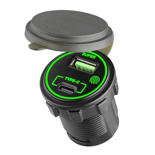 Schnellladeadapter 66W USB Typ C und USB Doppelanschluss mit Funktionen für Auto Motorrad Boot Schwarz Schnellladeadapter 66W USB Typ C und USB Doppelanschluss mit Funktionen für Auto Motorrad Boot Schwarz von YIGZYCN