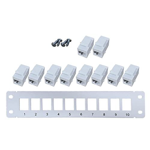 YIGZYCN Panel CAT6 10 Port 10G Unterstützung 1U Panel UTP 19 Zoll Wallmount Rackmount Down Block Für CAT6 Rj45 Panel Koppler 10 Ports Pass Through Wandmontage von YIGZYCN