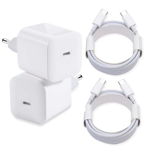 USB C Ladegerät 25W,2-Pack Ladegerät USB C mit 2x2M Schnellladekabel USBC,Schnellladegerät Adapter für Samsung Galaxy iPhone 16 15 Plus Pro Max iPad Huawei Xiaomi Oppo Netzteil Fast Charger von YIIFELL