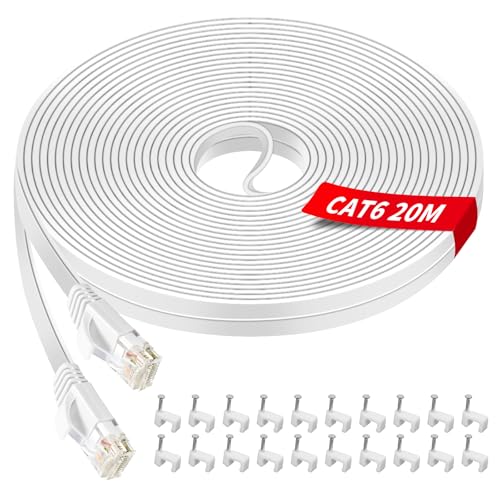 YIIFELL LAN Kabel 20meter, Cat6 Ethernet Wlan Kabel High Speed Internetkabel Netzwerkkabel 20m LAN Kabel Flach mit Rj45-Anschluss für Router, Switch, Modem, Laptop, PS5/PS4, Smart TV, Xbox von YIIFELL
