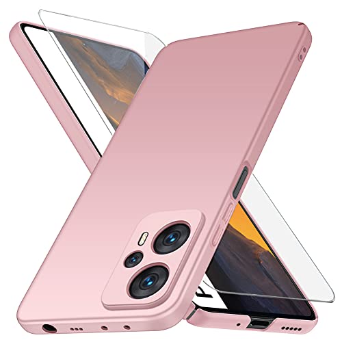 YIIWAY Kompatibel mit Poco F5 Hülle + Glas Schutzfolie, Rose Gold Sehr Dünn Hülle Handyhülle Harte Schutzhülle Case Kompatibel mit Poco F5 YW43017 von YIIWAY