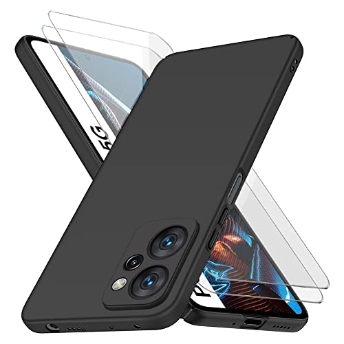 YIIWAY Kompatibel mit Poco X5 Pro 5G Hülle + [2 Stück] Glas Schutzfolie, Schwarz Sehr Dünn Hülle Handyhülle Harte Schutzhülle Case Kompatibel mit Poco X5 Pro 5G YW42987 von YIIWAY