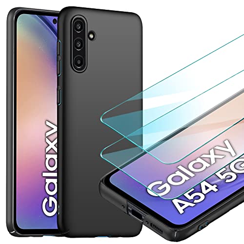 YIIWAY Kompatibel mit Samsung Galaxy A54 5G Hülle + [2 Stück] Glas Schutzfolie, Schwarz Sehr Dünn Hülle Handyhülle Harte Schutzhülle Case Kompatibel mit Samsung Galaxy A54 5G YW42893 von YIIWAY