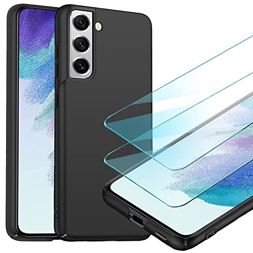 YIIWAY Kompatibel mit Samsung Galaxy S21 FE 5G Hülle + [2 Stück] Schutzfolie, Schwarz Sehr Dünn Hülle Handyhülle Harte Schutzhülle Case Kompatibel mit Samsung Galaxy S21 FE 5G YW42367 von YIIWAY