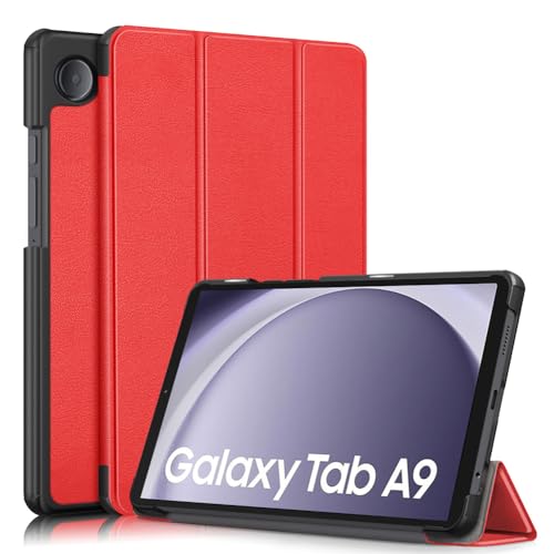 YIIWAY Kompatibel mit Samsung Galaxy Tab A9 8.7" (2023) Hülle, Rot Dünn Tablet Handyhülle Schutzhülle Case mit Auto Sleep/Wake Funktion und Standfunktion YW55422 von YIIWAY