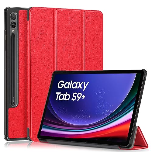 YIIWAY Kompatibel mit Samsung Galaxy Tab S9+ / S9 Plus (12.4") Hülle, Rot Dünn Tablet Handyhülle Schutzhülle Case mit Auto Sleep/Wake Funktion und Standfunktion YW55356 von YIIWAY