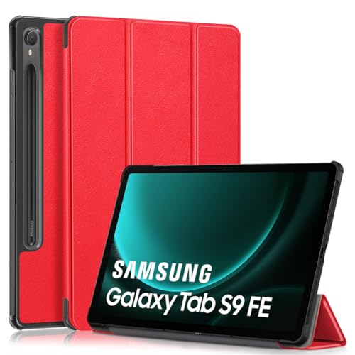 YIIWAY Kompatibel mit Samsung Galaxy Tab S9 FE 10.9" (2023) Hülle, Rot Dünn Tablet Handyhülle Schutzhülle Case mit Auto Sleep/Wake Funktion und Standfunktion YW55434 von YIIWAY