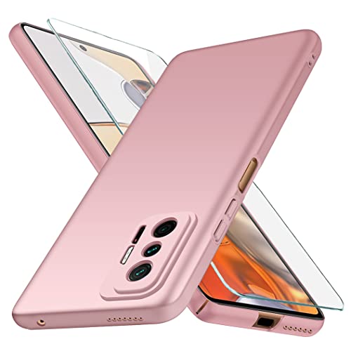 YIIWAY Kompatibel mit Xiaomi 11T 5G / 11T Pro 5G Hülle + Schutzfolie, Rose Gold Sehr Dünn Hülle Handyhülle Harte Schutzhülle Case Kompatibel mit Xiaomi 11T 5G / 11T Pro 5G YW42442 von YIIWAY