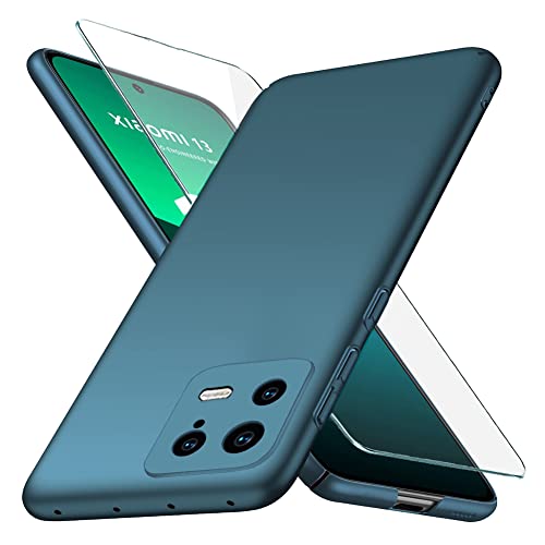 YIIWAY Kompatibel mit Xiaomi 13 5G Hülle + Glas Schutzfolie, Blau Sehr Dünn Hülle Handyhülle Harte Schutzhülle Case Kompatibel mit Xiaomi 13 5G YW42904 von YIIWAY