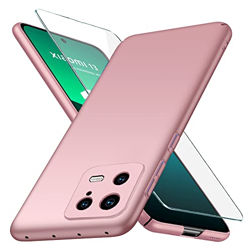 YIIWAY Kompatibel mit Xiaomi 13 5G Hülle + Glas Schutzfolie, Rose Gold Sehr Dünn Hülle Handyhülle Harte Schutzhülle Case Kompatibel mit Xiaomi 13 5G YW42903 von YIIWAY