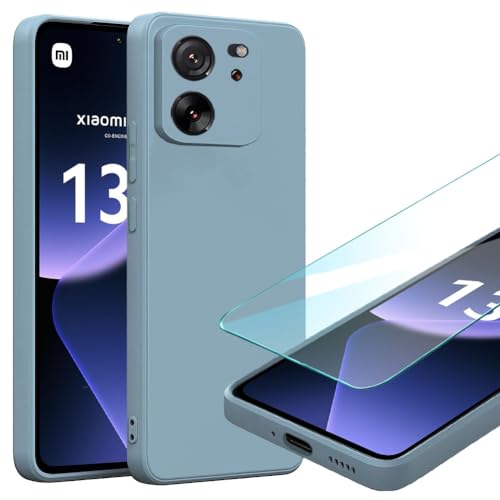 YIIWAY Kompatibel mit Xiaomi 13T / Xiaomi 13T Pro Hülle + Glas Schutzfolie, Lavendel Grau Weich TPU Silikon Hülle Handyhülle Schutzhülle Case Kompatibel mit Xiaomi 13T YW44197 von YIIWAY