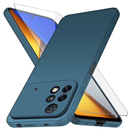 YIIWAY Kompatibel mit Xiaomi Poco M4 Pro 4G Hülle + Schutzfolie, Blau Sehr Dünn Hülle Handyhülle Harte Schutzhülle Case Kompatibel mit Poco M4 Pro 4G YW42640 von YIIWAY