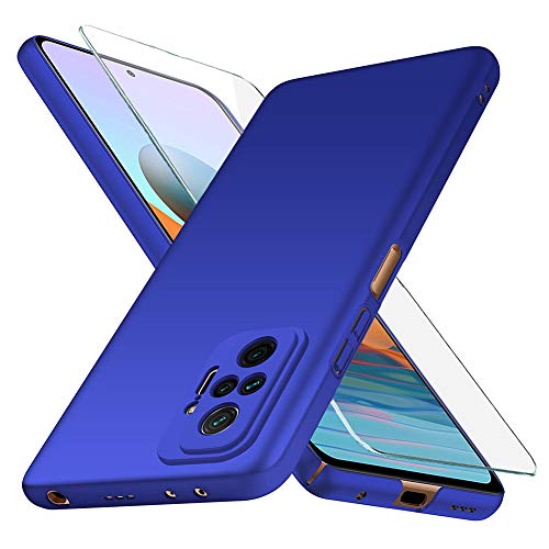 YIIWAY Kompatibel mit Xiaomi Redmi Note 10 Pro Hülle + Schutzfolie, Blau Sehr Dünn Hülle Handyhülle Harte Schutzhülle Case Kompatibel mit Redmi Note 10 Pro (6.67") YW42201 von YIIWAY