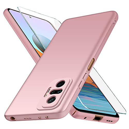 YIIWAY Kompatibel mit Xiaomi Redmi Note 10 Pro Hülle + Schutzfolie, Rose Gold Sehr Dünn Hülle Handyhülle Harte Schutzhülle Case Kompatibel mit Redmi Note 10 Pro (6.67") YW42200 von YIIWAY