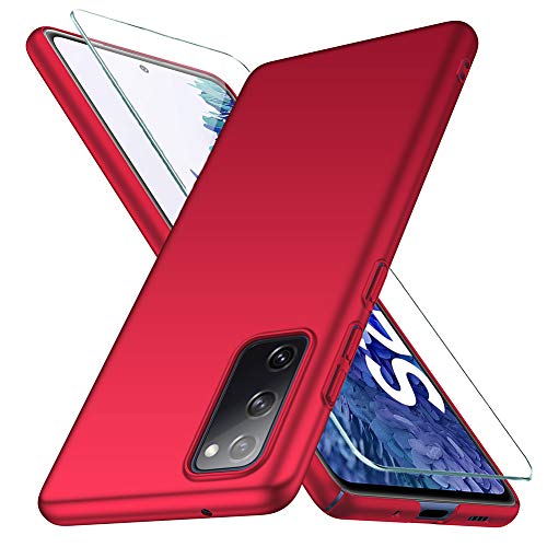 YIIWAY Samsung Galaxy S20 FE 4G / 5G Hülle + Schutzfolie, Rot Sehr Dünn Schutz Hülle Handyhülle Harte Schutzhülle Case für Samsung Galaxy S20 FE 4G / 5G YW41780 von YIIWAY