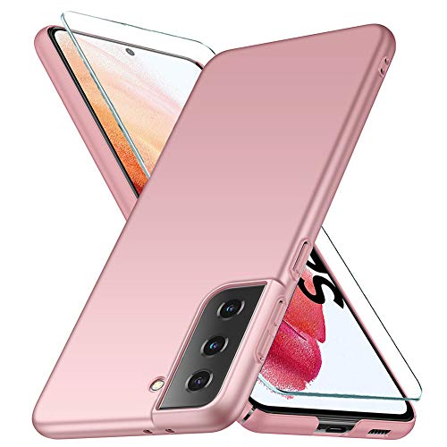 YIIWAY Samsung Galaxy S21 5G Hülle & Schutzfolie, Rose Gold Sehr Dünn Schutz Hülle Handyhülle Harte Schutzhülle Case für Samsung Galaxy S21 5G (6.2") YW42146 von YIIWAY