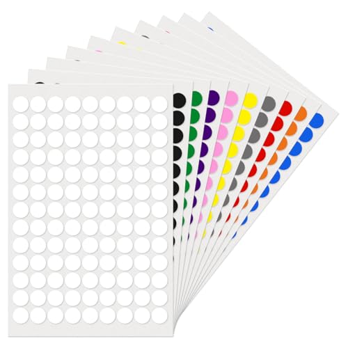 10 Farben Runde 13 mm Punktaufkleber Bunt Klebepunkte Selbstklebend Farbig Aufkleber Markierungspunkte Etiketten für Lager Büro 1170 Stück von YIKIADA