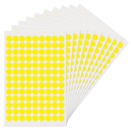 Gelb Runde 13 mm Punkte Aufkleber Selbstklebende Markierungspunkte Wasserdicht Klebepunkte Aufkleber Kleine Farbkodierung Etiketten 1170 Stück von YIKIADA