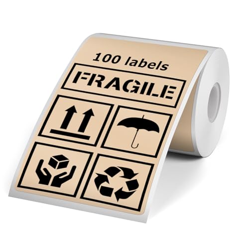 YIKIADA Braun Thermo Etiketten 50 × 80 MM Vinyl Selbstklebend Rechteckig Wasserdicht Aufkleber Kompatibel mit M110/M220 100 Stück von YIKIADA