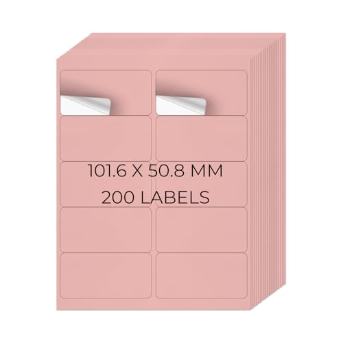 YIKIADA Rosa Universal Etiketten 50,8 × 101,6 MM Vinyl Selbstklebend Ablösbar Blanko Aufkleber Bedruckbar Namenaufkleber Büro Adressetiketten für Tintenstrahl- und Laserdruckern 200 Stück YIKIADA Rosa Universal Etiketten 50,8 × 101,6 MM Vinyl Selbstklebend Ablösbar Blanko Aufkleber Bedruckbar Namenaufkleber Büro Adressetiketten für Tintenstrahl- und Laserdruckern 200 Stück von YIKIADA
