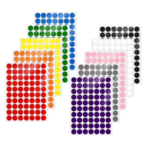 YIKIADA 10 Farben Klebepunkte Aufkleber 25 mm Vinyl Selbstklebende Abnehmbar Runde Etiketten Wasserdicht Punktaufkleber für Büro 700 Stück von YIKIADA