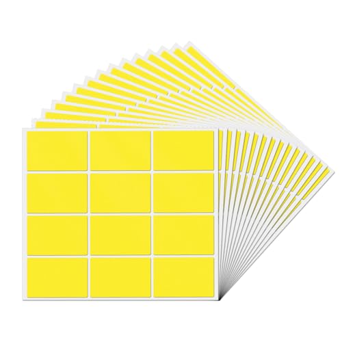 YIKIADA 240 Stück Gelb Rechteckig Etiketten 50 × 76 mm Vinyl Klebe Beschreibbar Selbstklebend Wasserdicht Aufkleber für Name Tags Adresse Umzug Büro von YIKIADA