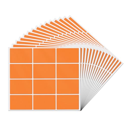 YIKIADA 240 Stück Orange Rechteckig Etiketten 50 × 76 mm Vinyl Klebe Beschreibbar Selbstklebend Wasserdicht Aufkleber für Name Tags Adresse Umzug Büro von YIKIADA