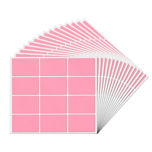 YIKIADA 240 Stück Rosa Rechteckig Etiketten 50 × 76 mm Vinyl Klebe Beschreibbar Selbstklebend Wasserdicht Aufkleber für Name Tags Adresse Umzug Büro von YIKIADA