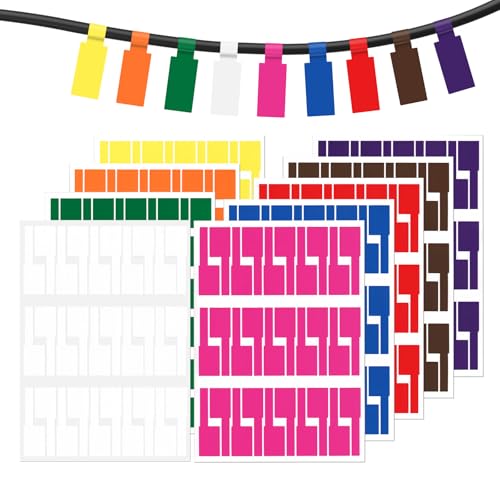 YIKIADA Kabeletiketten 9 Farben Vinyl Selbstklebend Aufkleber Kabel Index-Etiketten Wasserdicht Kabelbeschriftung Beschreibbar Markierungen Ettikett 270 Stück von YIKIADA