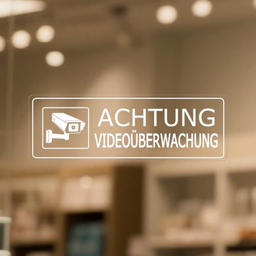 YIKIADA Achtung Videoüberwachung Aufkleber 15 x 5 cm Vinyl Selbstklebend Privatgrundstück Schild Kameraüberwachung Hinweisaufkleber für Fenster 10 Stück von YIKIADA