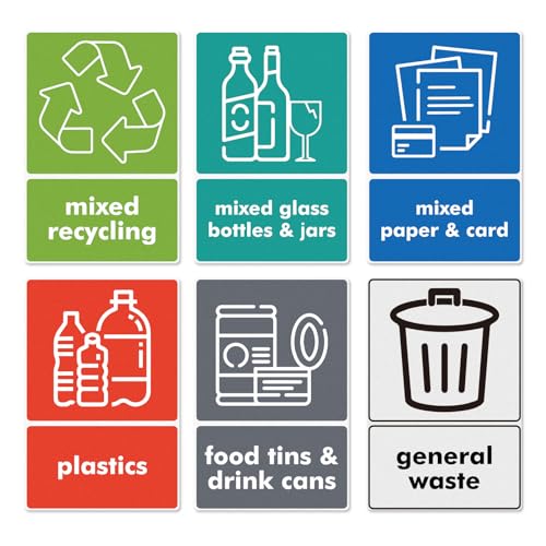 YIKIADA Aufkleber für Recyclingbehälter, selbstklebend, Vinyl, 150 x 100 mm, wasserdicht, gemischtes Set, Aufkleber, entfernbare Recycling-Schilder für Innen- und Außenbereich, Küche, 6 Stück YIKIADA Aufkleber für Recyclingbehälter, selbstklebend, Vinyl, 150 x 100 mm, wasserdicht, gemischtes Set, Aufkleber, entfernbare Recycling-Schilder für Innen- und Außenbereich, Küche, 6 Stück von YIKIADA