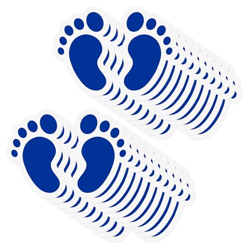 YIKIADA Blau Bodenaufkleber mit Fußabdruck-Muster 10 x 15 cm Vinyl Selbstklebend Bodenmarkierungen für Kinder Abdruck Wasserdicht Boden Aufkleber 20 Blatt von YIKIADA
