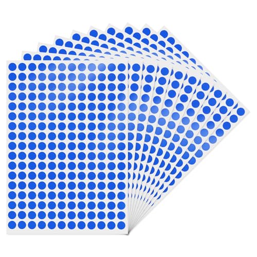YIKIADA Blau Runde 10 mm Punktaufkleber Selbstklebende Markierungspunkte Wasserdicht Klebepunkte Aufkleber Kleine Farbkodierung Etiketten 2040 Stück von YIKIADA