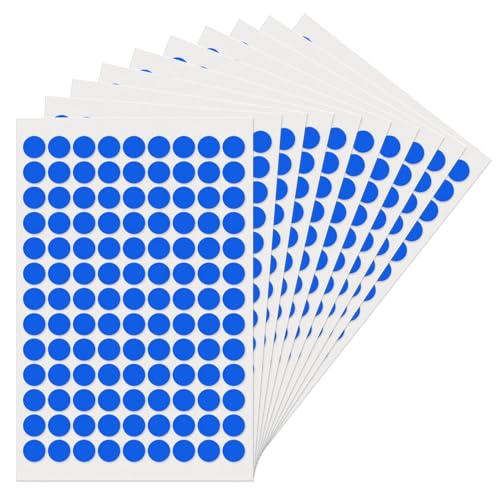 YIKIADA Blau Runde 13 mm Punktaufkleber Selbstklebende Markierungspunkte Wasserdicht Klebepunkte Aufkleber Kleine Farbkodierung Etiketten 1170 Stück von YIKIADA