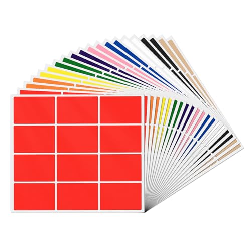 YIKIADA Bunte Rechteckig Etiketten 50 × 76 mm Vinyl Klebe Beschreibbar Selbstklebend Wasserdicht Aufkleber für Name Tags Adresse Umzug Büro 240 Stück 15 von YIKIADA