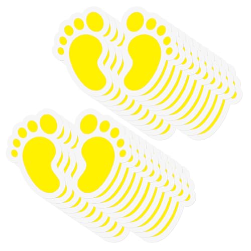 YIKIADA Gelb Bodenaufkleber mit Fußabdruck-Muster 10 x 15 cm Vinyl Selbstklebend Bodenmarkierungen für Kinder Abdruck Wasserdicht Boden Aufkleber 20 Blatt von YIKIADA