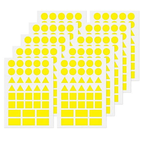 YIKIADA Gelb Geometrische Formen Aufkleber für Kinder Selbstklebende - Dreieck, Kreis, Quadrat, Rechteck Klein Etiketten Wasserdicht 360 Stück von YIKIADA