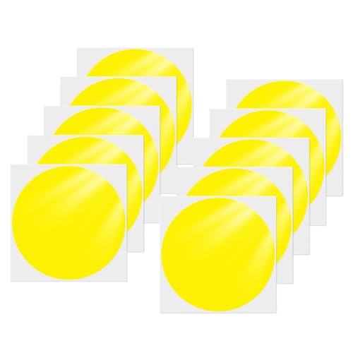 YIKIADA Gelb Klebepunkte Aufkleber 152 mm Vinyl Selbstklebende Wasserdicht Punkt Etiketten Abnehmbar Runde Bodenaufkleber für Büro Schule Kinder 10 Stück von YIKIADA